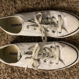Converse. White LEATHER. Size 9.5. Worn.